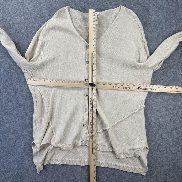 Sundance Sweater Womens Small Beige Linen Cotton Knit Button Front Cardigan - Picture 4 of 7